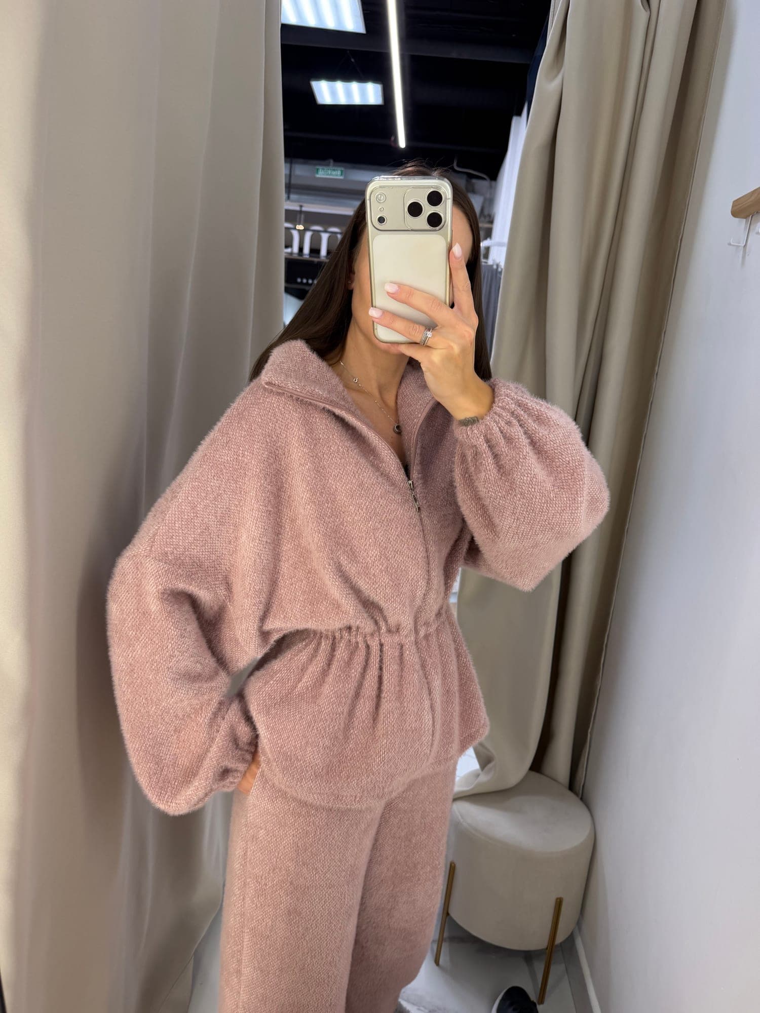 Кофта с кулиской Альпака пыльно-розовый